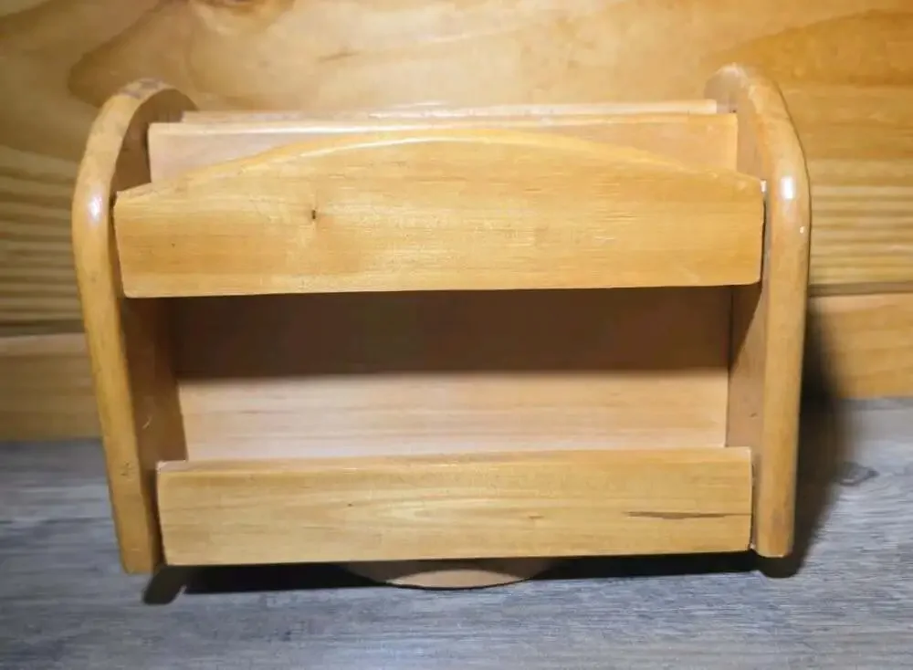 Vintage Solid Wood Rotating Desk Organizer Table Organizer Please Read